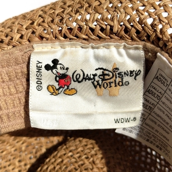 Walt Disney World 90's Vintage Fedora Style Straw Hat with Leather Band Brown - Picture 11 of 12